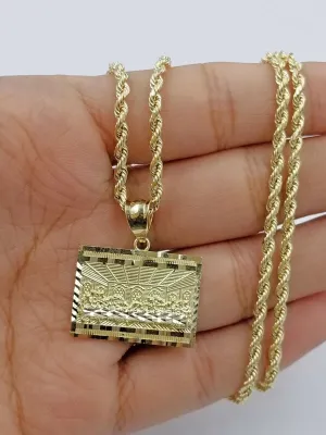 10k 2.5mm Rope Gold Last supper Charm Pendant Chain 18" 20" 22" 24" 26"