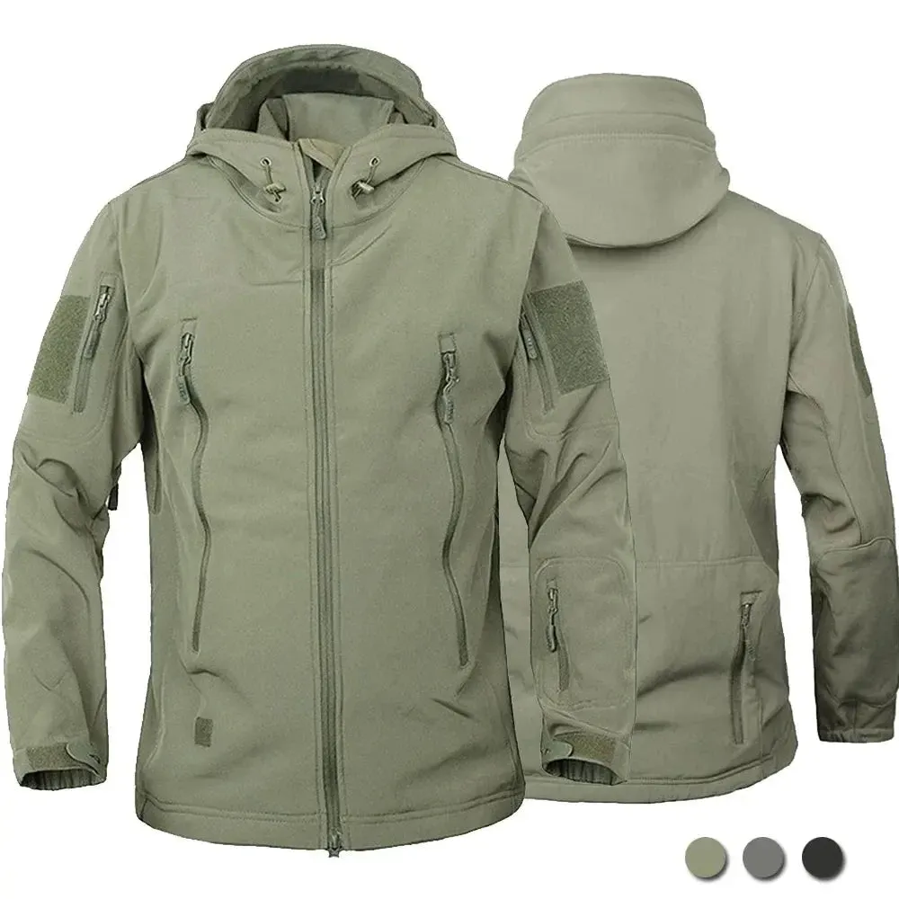 2025 fishing Shark Skin Soft Shell Jackets Men Tactical Windproof