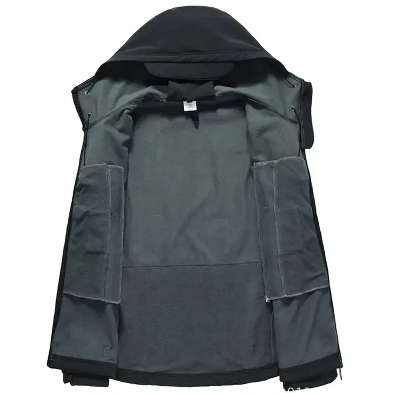 2025 fishing Shark Skin Soft Shell Jackets Men Tactical Windproof