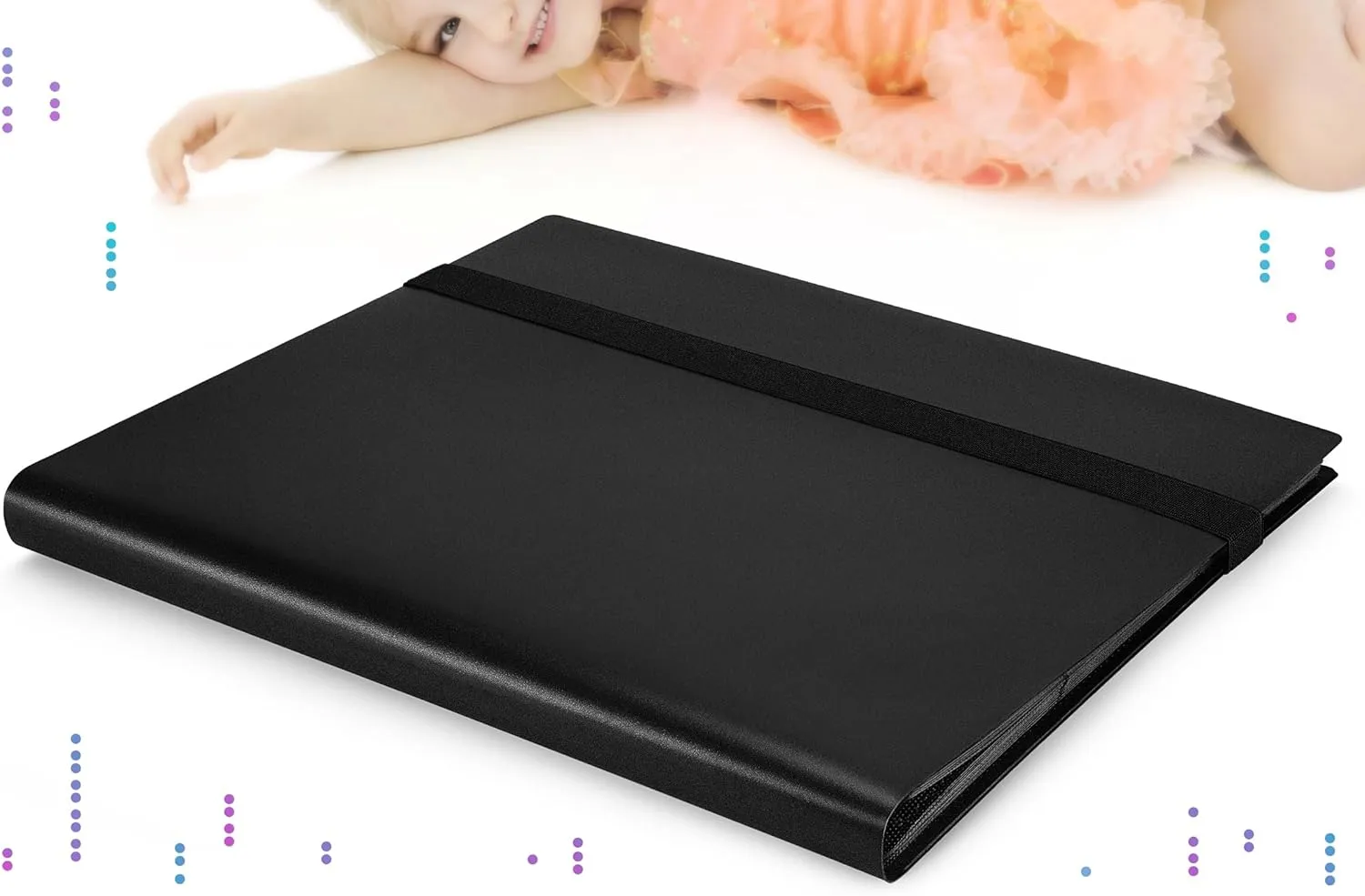 (2025) Trading Card Binder 9 Pocket, Premium Sports Collection Binder Game Cards Book with Sleeves Side Loading, Anti-open Strap Double Sided Waterproof 360 Card Folder