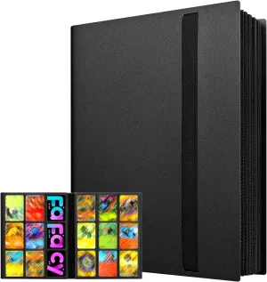 (2025) Trading Card Binder 9 Pocket, Premium Sports Collection Binder Game Cards Book with Sleeves Side Loading, Anti-open Strap Double Sided Waterproof 360 Card Folder