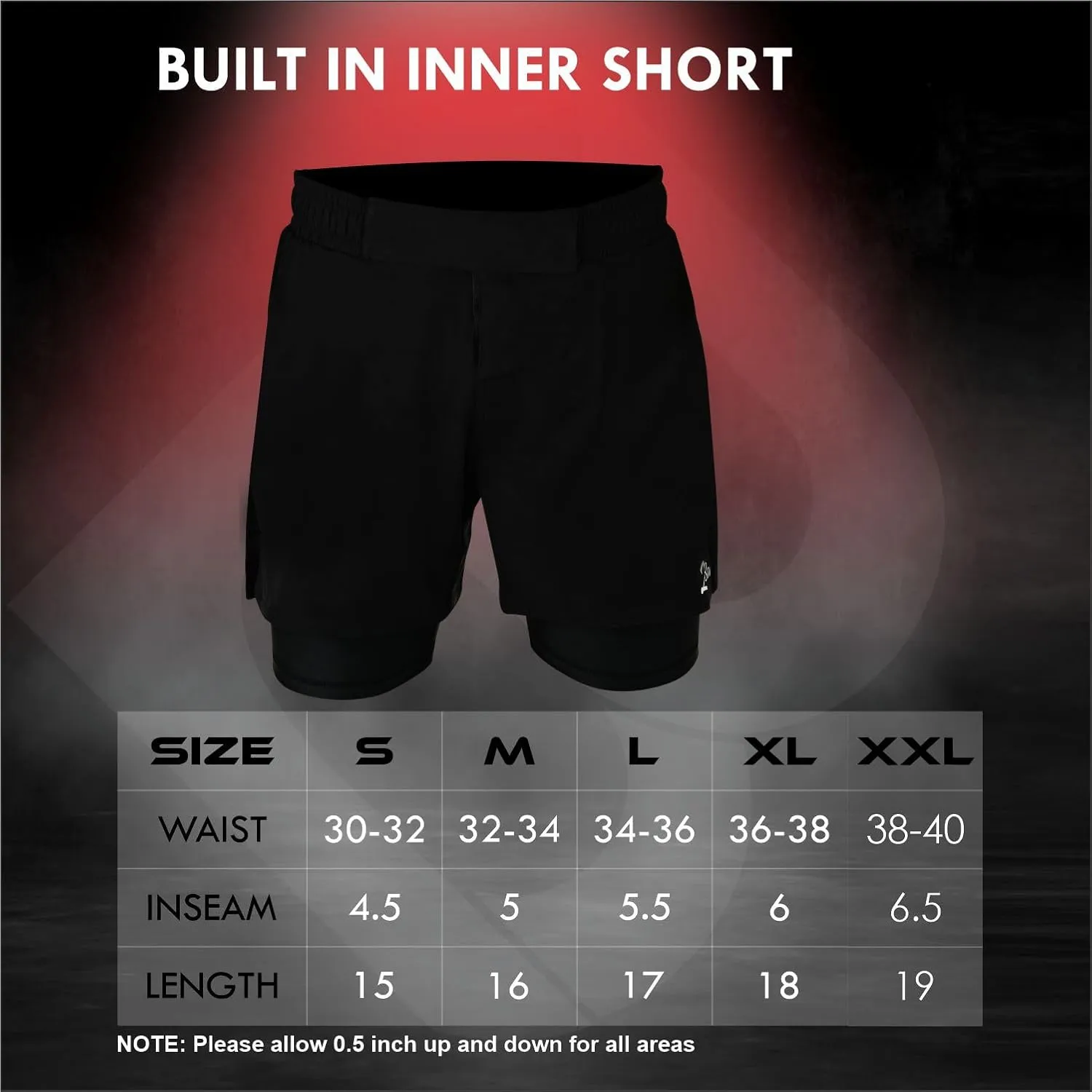2BOLD MMA Shorts Mens 2 in 1 Jiu-Jitsu Built in Compression Lining Athletic Gym Boxing Muay Thai BJJ No-Gi Grappling Shorts