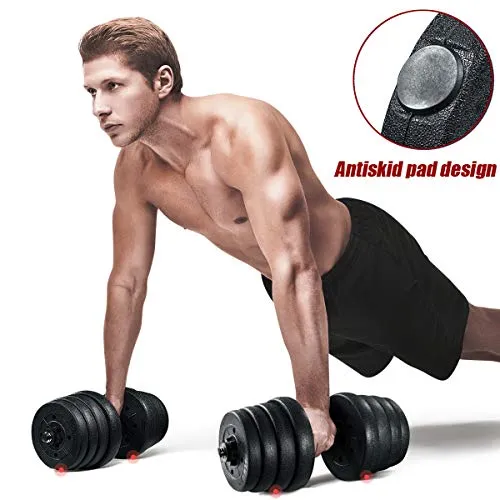 30KG Dumbbells Set, A Pairs Adjustable Dumbbells Weight Set Non-slip Fitness Dumbbells Set with Connecting Rod Used as Barbell for Men and Women Gym Home Workout Training