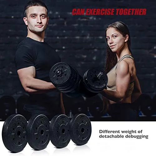 30KG Dumbbells Set, A Pairs Adjustable Dumbbells Weight Set Non-slip Fitness Dumbbells Set with Connecting Rod Used as Barbell for Men and Women Gym Home Workout Training