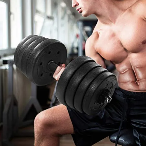30KG Dumbbells Set, A Pairs Adjustable Dumbbells Weight Set Non-slip Fitness Dumbbells Set with Connecting Rod Used as Barbell for Men and Women Gym Home Workout Training