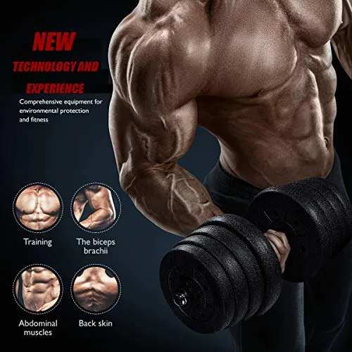 30KG Dumbbells Set, A Pairs Adjustable Dumbbells Weight Set Non-slip Fitness Dumbbells Set with Connecting Rod Used as Barbell for Men and Women Gym Home Workout Training