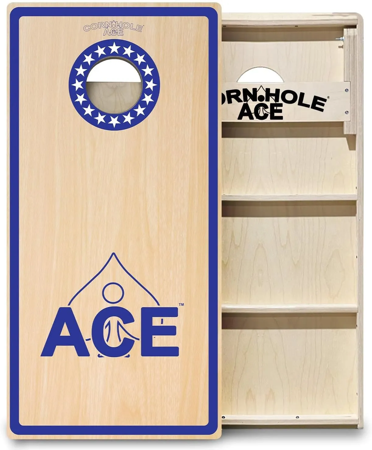 ACE PRO Professional Cornhole Boards | No Bounce | Triple Wide Legs, 3/4 inch Baltic Birch Plywood, Handles, Regulation Size, Tournament Style, Official Brand, Made in USA