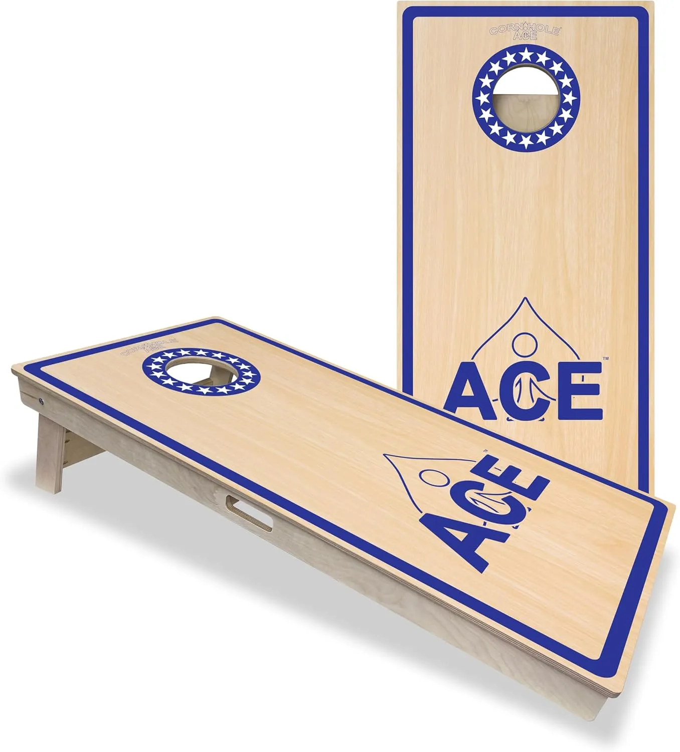 ACE PRO Professional Cornhole Boards | No Bounce | Triple Wide Legs, 3/4 inch Baltic Birch Plywood, Handles, Regulation Size, Tournament Style, Official Brand, Made in USA