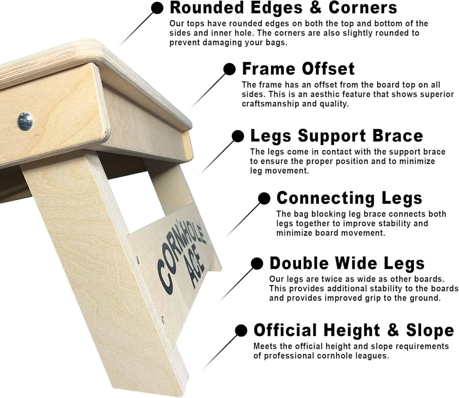 ACE PRO Professional Cornhole Boards | No Bounce | Triple Wide Legs, 3/4 inch Baltic Birch Plywood, Handles, Regulation Size, Tournament Style, Official Brand, Made in USA