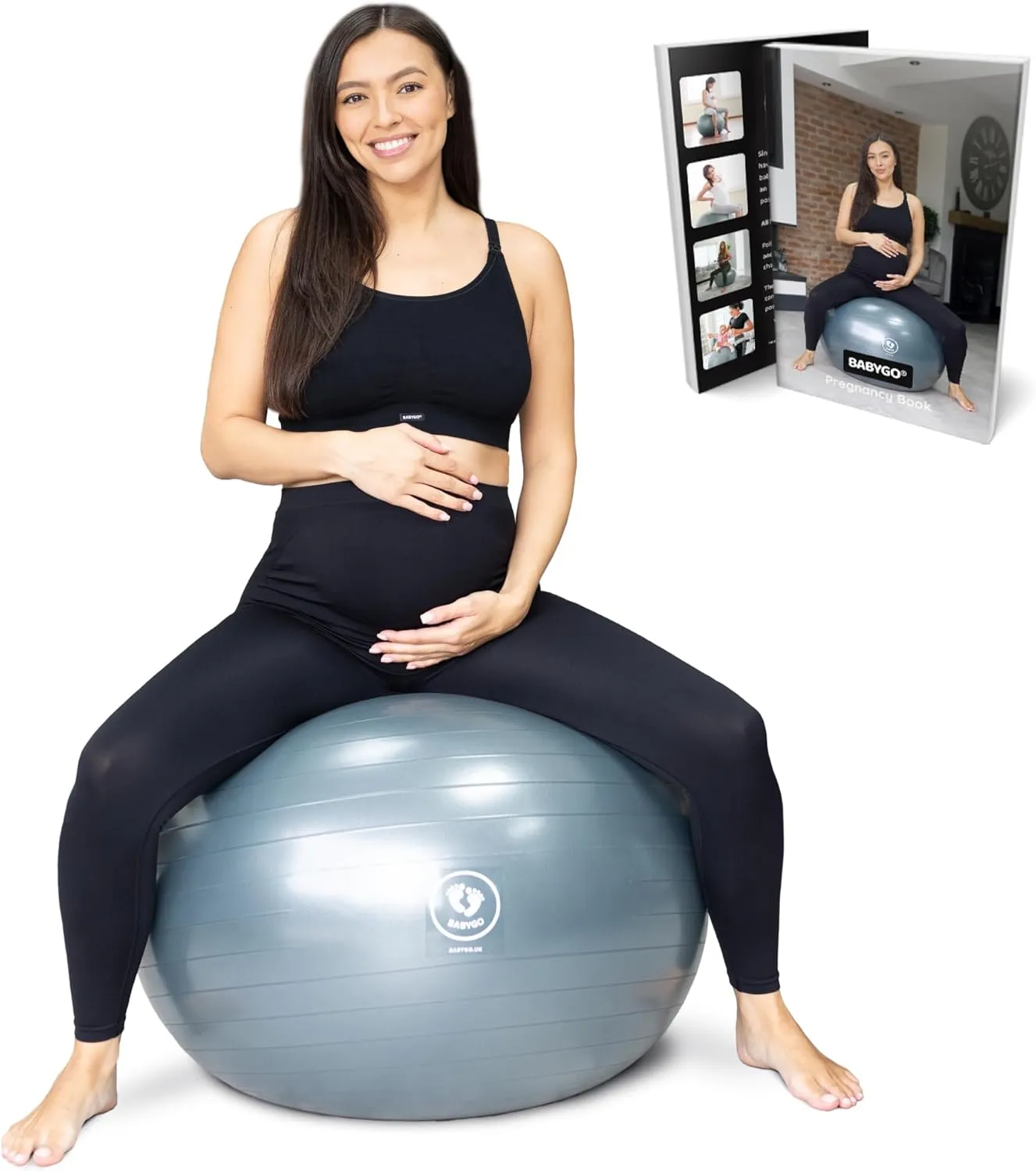 BABYGO Birthing Ball for Pregnancy & Labor   Our Award Winning Book - Exercise, Birth & Recovery Plan, 5X Stronger Than a Yoga Ball with Eco Friendly Material