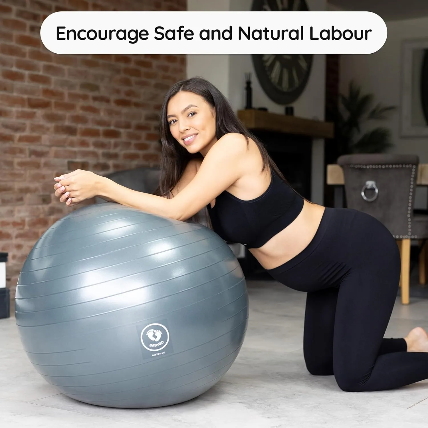 BABYGO Birthing Ball for Pregnancy & Labor   Our Award Winning Book - Exercise, Birth & Recovery Plan, 5X Stronger Than a Yoga Ball with Eco Friendly Material