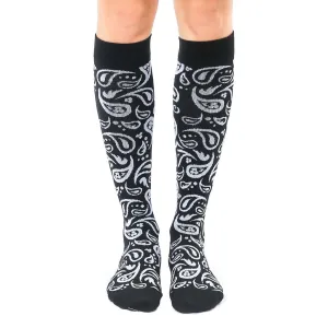 Black Bandana Compression Socks with 15-20 mmHg