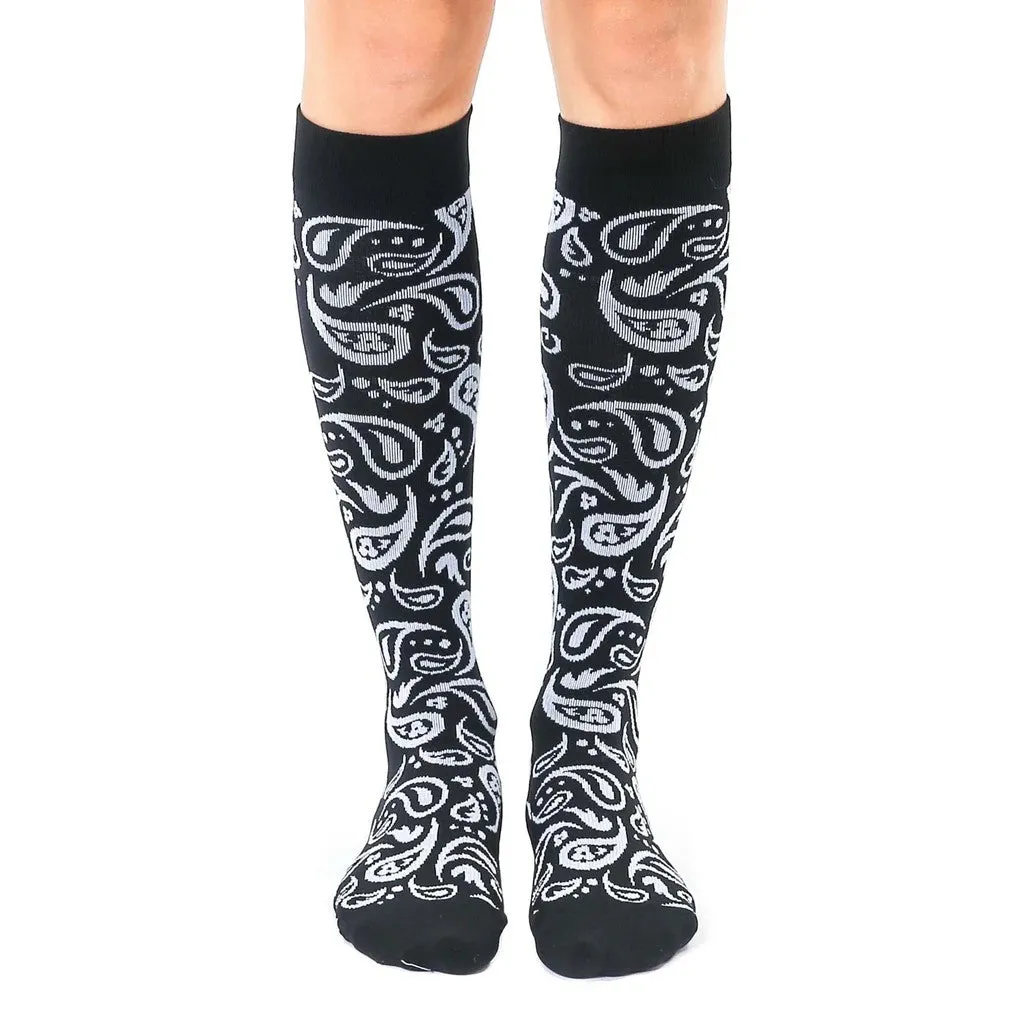 Black Bandana Compression Socks with 15-20 mmHg