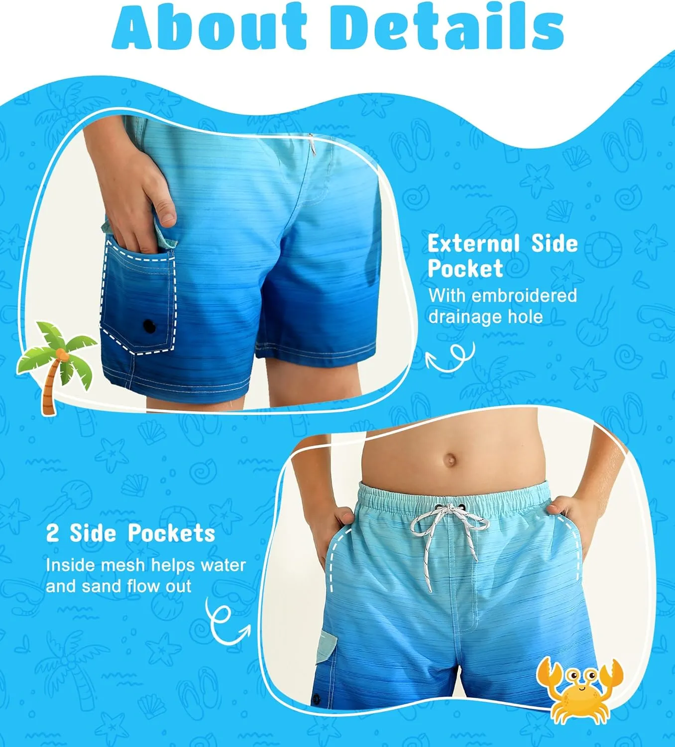 Boys Swim Trunks with Compression Liner Quick Dry Swim Shorts Summer Beach Shorts