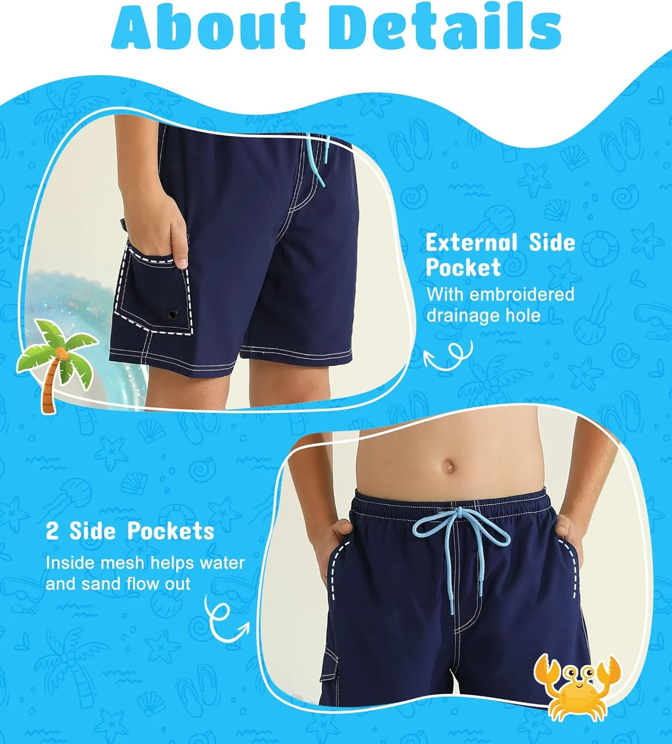 Boys Swim Trunks with Compression Liner Quick Dry Swim Shorts Summer Beach Shorts