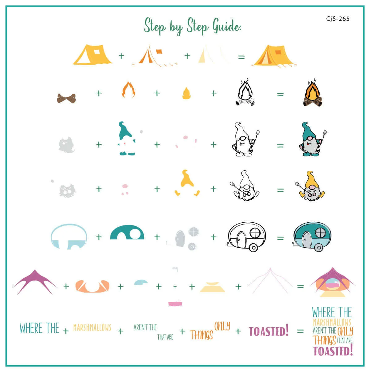 Camping with my Gnomies (CjS-265) Steel Nail Art Stamping Plate