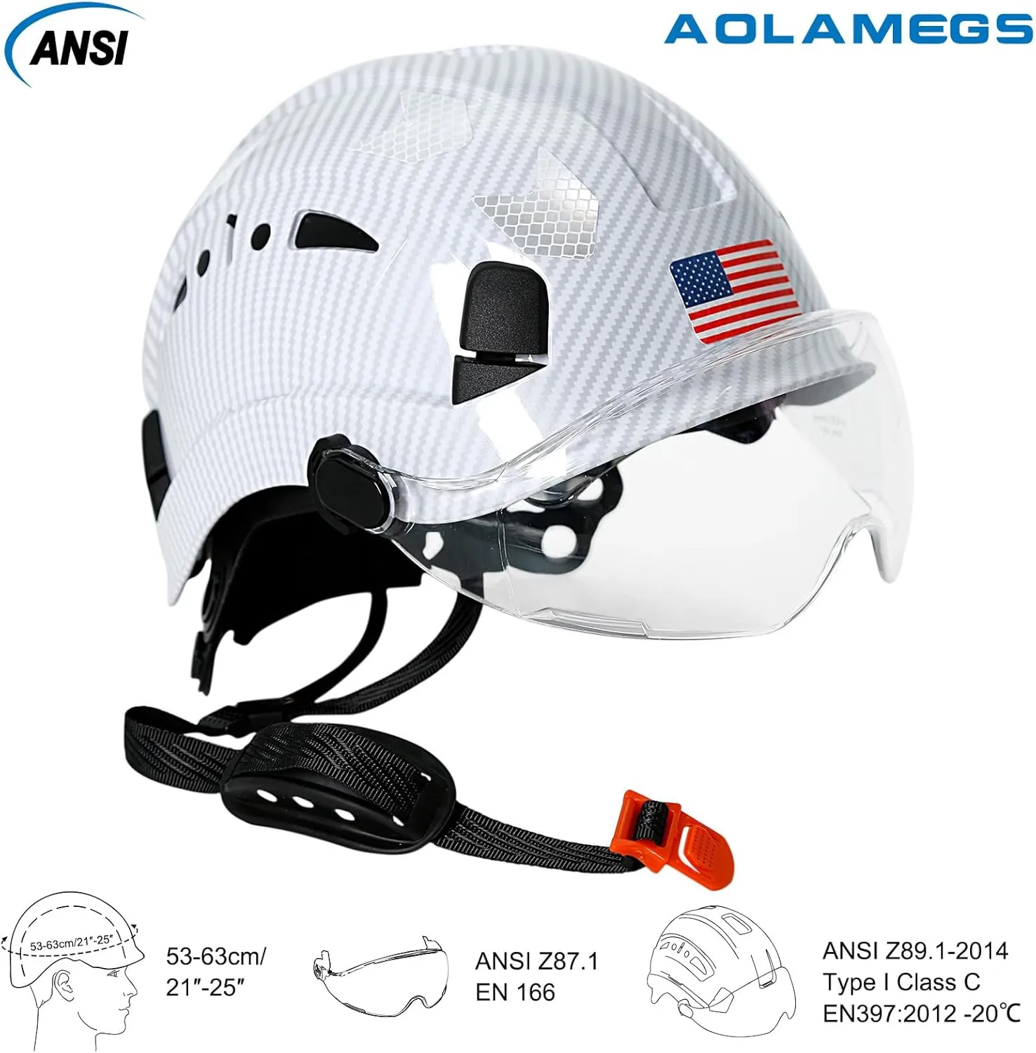 Carbon Fiber Pattern Hard Hats - Construction OSHA Approved Hard Hat,ANSI Z89.1 Type 1 Class C Adjustble Vented Safety Helmet for Men Women,6-Pt Suspension Low Profile Hard Hat with Chin Strap Cascos