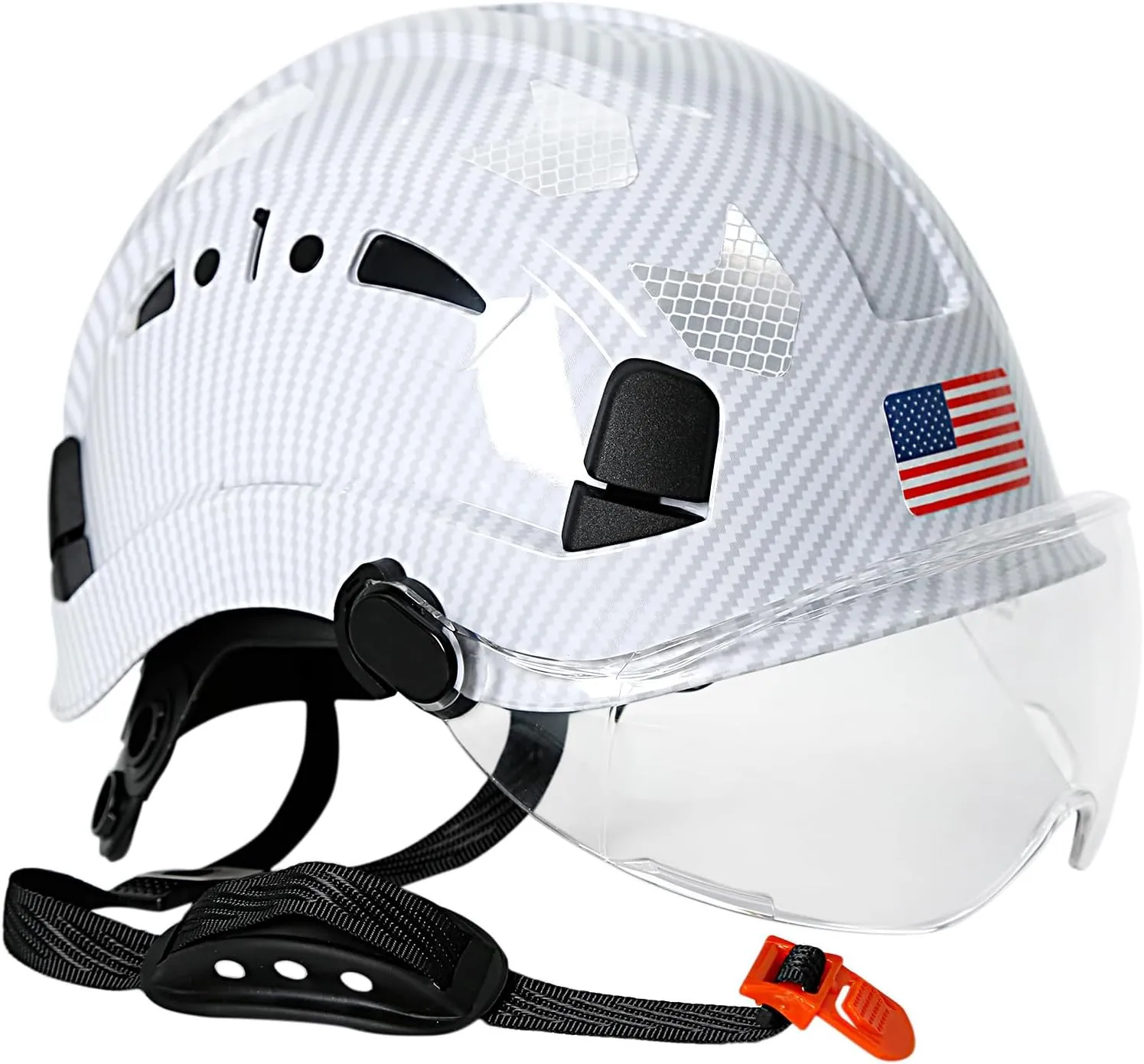 Carbon Fiber Pattern Hard Hats - Construction OSHA Approved Hard Hat,ANSI Z89.1 Type 1 Class C Adjustble Vented Safety Helmet for Men Women,6-Pt Suspension Low Profile Hard Hat with Chin Strap Cascos