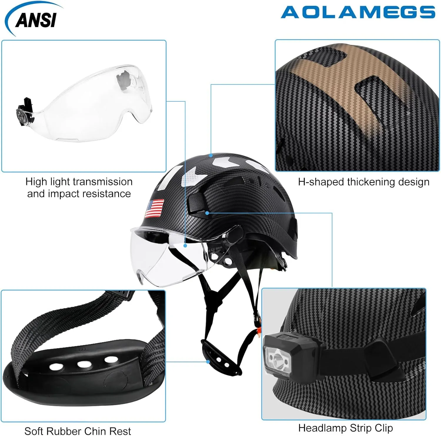 Carbon Fiber Pattern Hard Hats - Construction OSHA Approved Hard Hat,ANSI Z89.1 Type 1 Class C Adjustble Vented Safety Helmet for Men Women,6-Pt Suspension Low Profile Hard Hat with Chin Strap Cascos