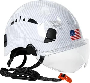 Carbon Fiber Pattern Hard Hats - Construction OSHA Approved Hard Hat,ANSI Z89.1 Type 1 Class C Adjustble Vented Safety Helmet for Men Women,6-Pt Suspension Low Profile Hard Hat with Chin Strap Cascos