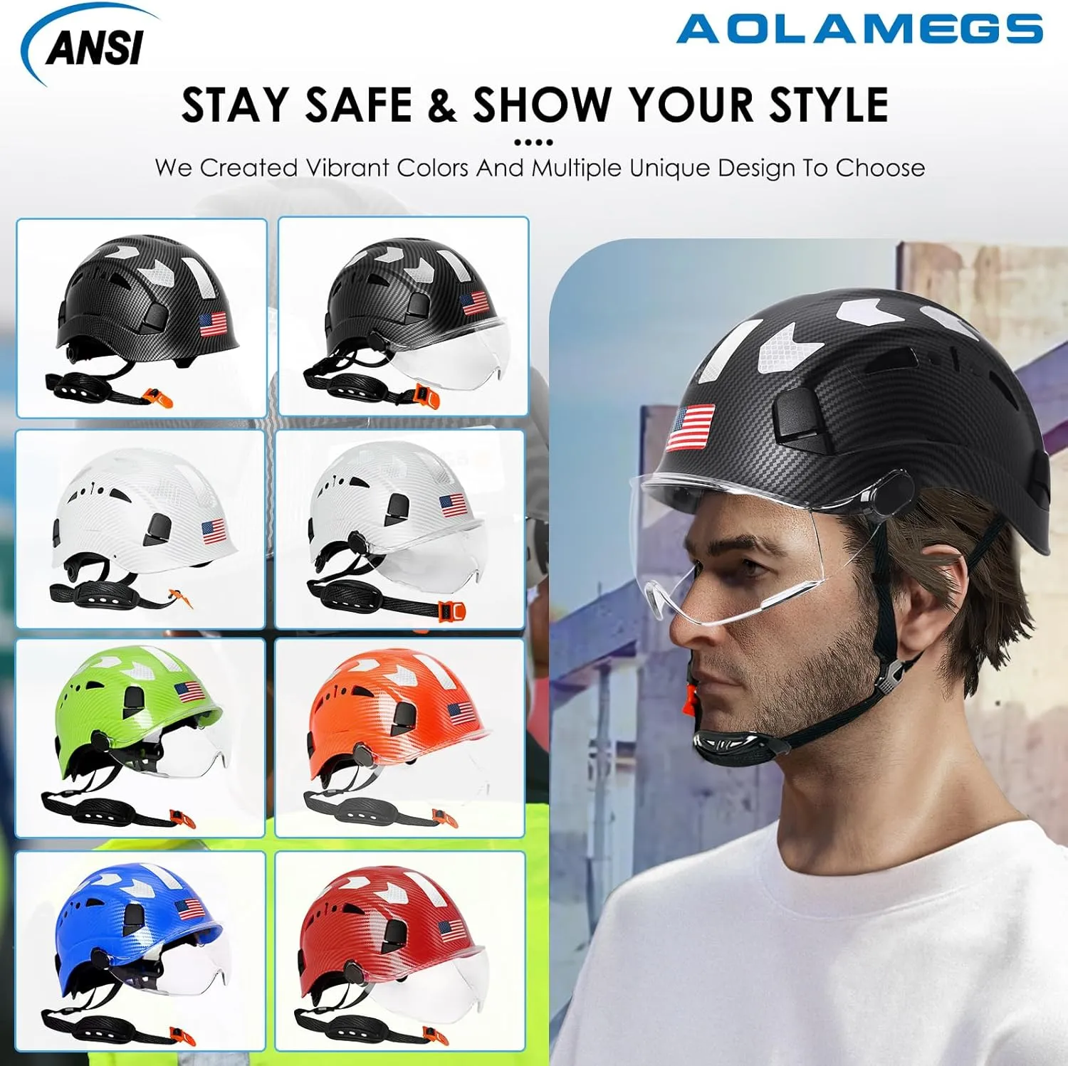 Carbon Fiber Pattern Hard Hats - Construction OSHA Approved Hard Hat,ANSI Z89.1 Type 1 Class C Adjustble Vented Safety Helmet for Men Women,6-Pt Suspension Low Profile Hard Hat with Chin Strap Cascos