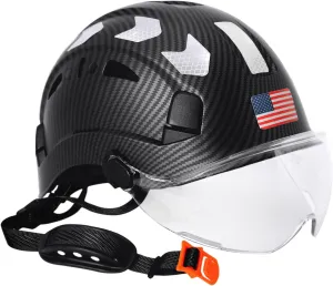 Carbon Fiber Pattern Hard Hats - Construction OSHA Approved Hard Hat,ANSI Z89.1 Type 1 Class C Adjustble Vented Safety Helmet for Men Women,6-Pt Suspension Low Profile Hard Hat with Chin Strap Cascos