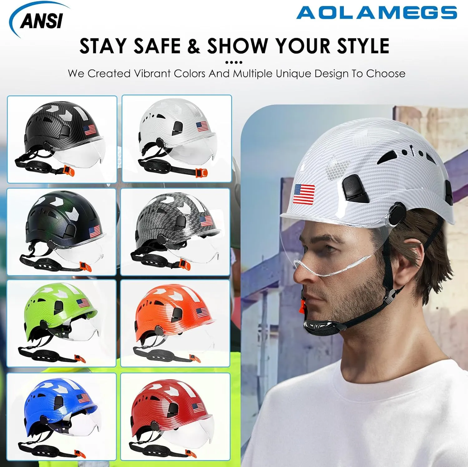 Carbon Fiber Pattern Hard Hats - Construction OSHA Approved Hard Hat,ANSI Z89.1 Type 1 Class C Adjustble Vented Safety Helmet for Men Women,6-Pt Suspension Low Profile Hard Hat with Chin Strap Cascos