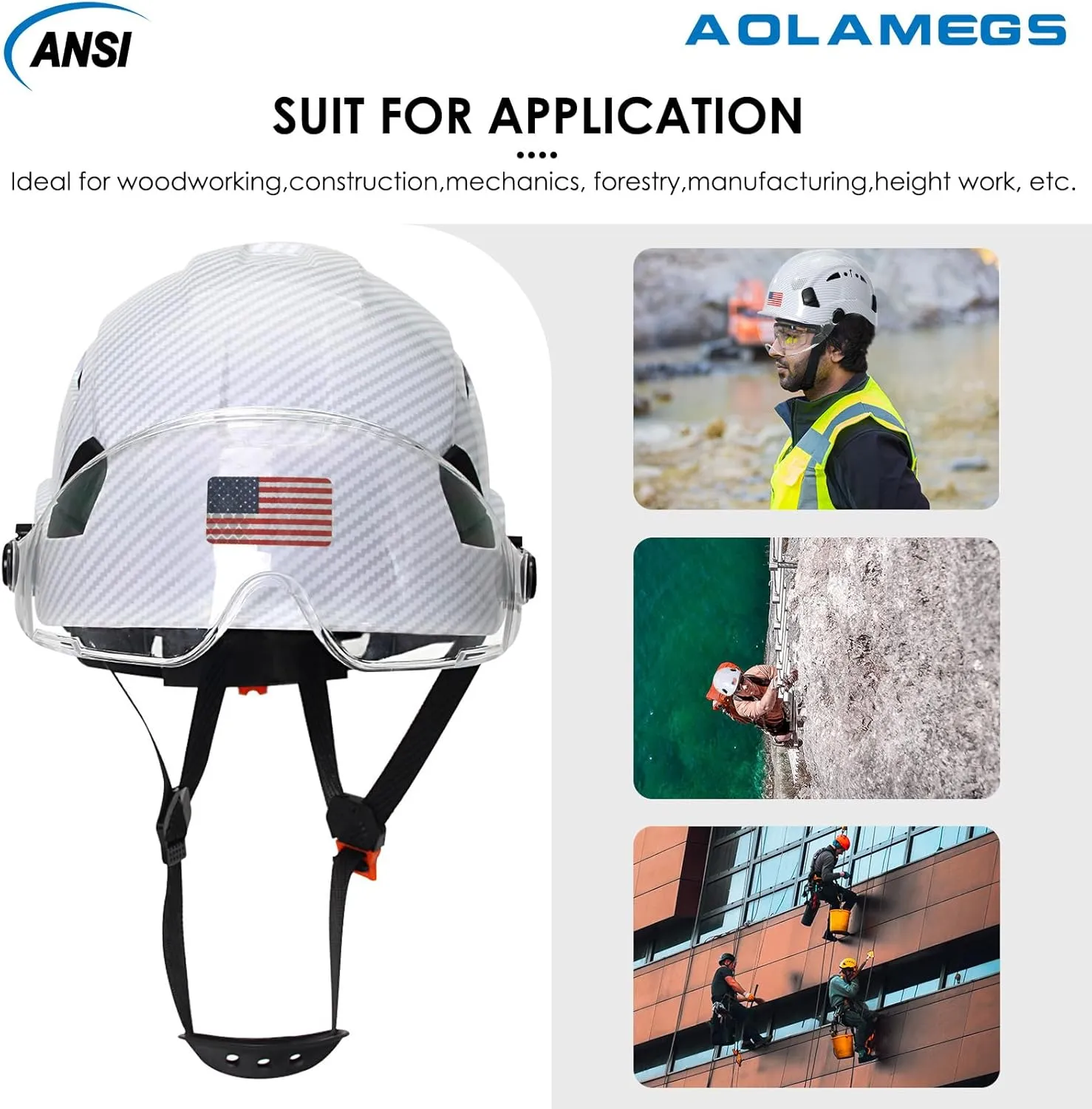 Carbon Fiber Pattern Hard Hats - Construction OSHA Approved Hard Hat,ANSI Z89.1 Type 1 Class C Adjustble Vented Safety Helmet for Men Women,6-Pt Suspension Low Profile Hard Hat with Chin Strap Cascos