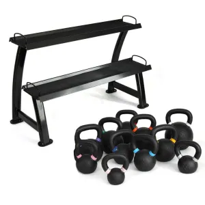 Cast Iron Kettlebell Set 90kg with Storage Rack