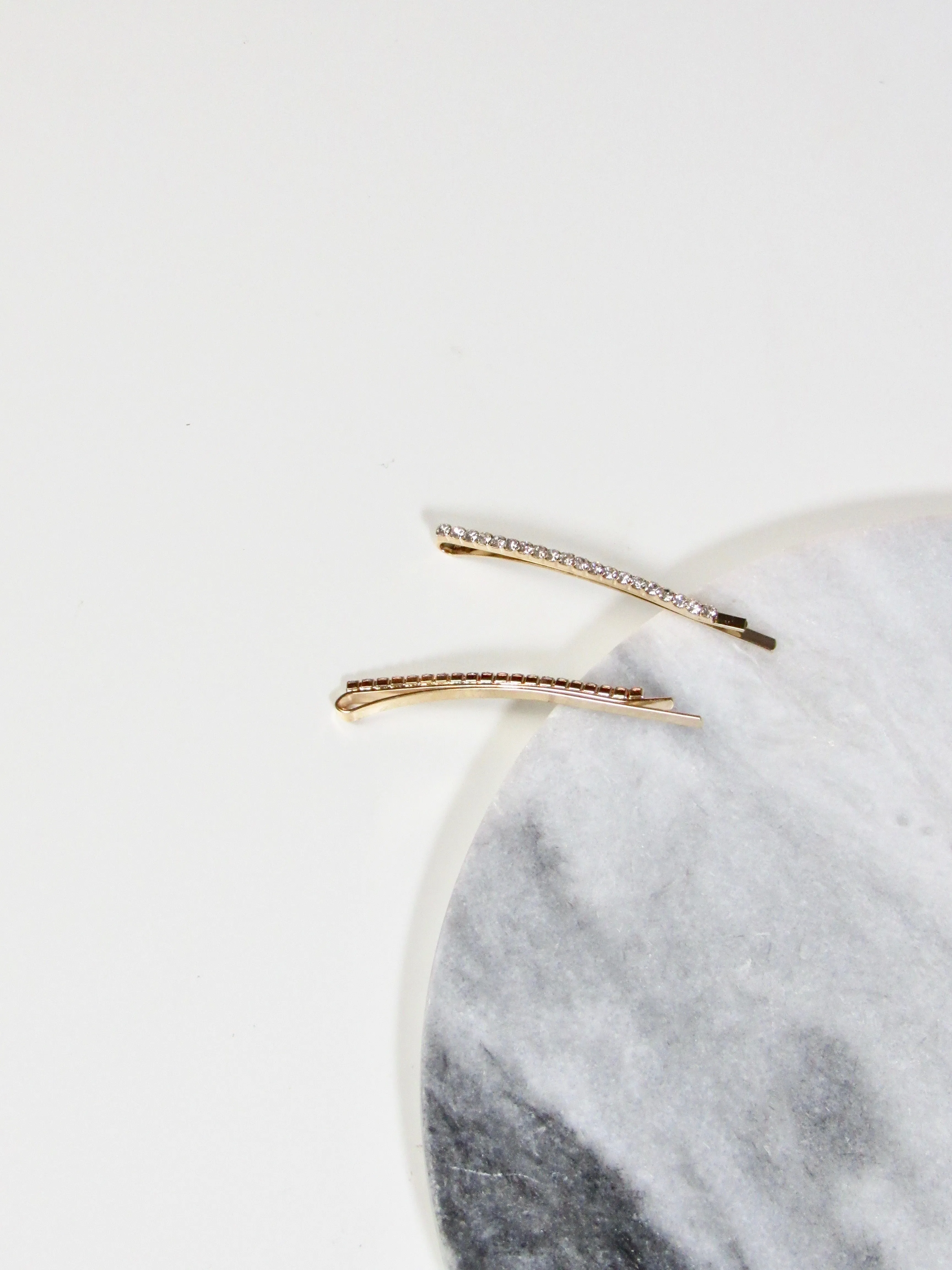 Dainty Fine Crystal 14k Gold Bobby Pin