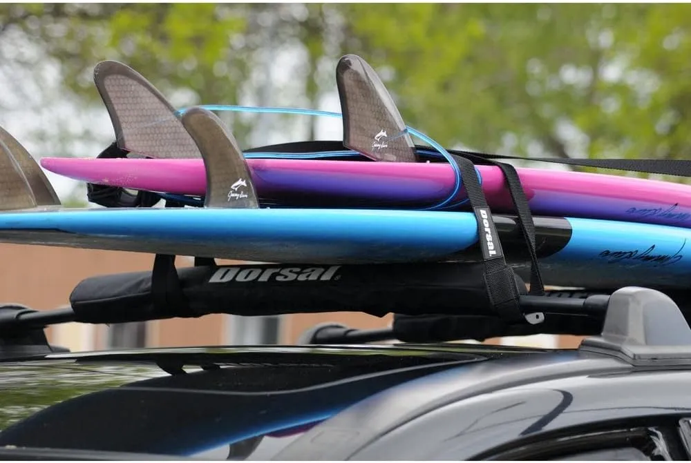 DORSAL Aero Roof Rack Pads for Crossbars - Set of 2 for Surfboards Kayaks SUP Snowboards Paddleboard and Canoe Polyester 20" Inch Thule Yakima Style (Wide) Black