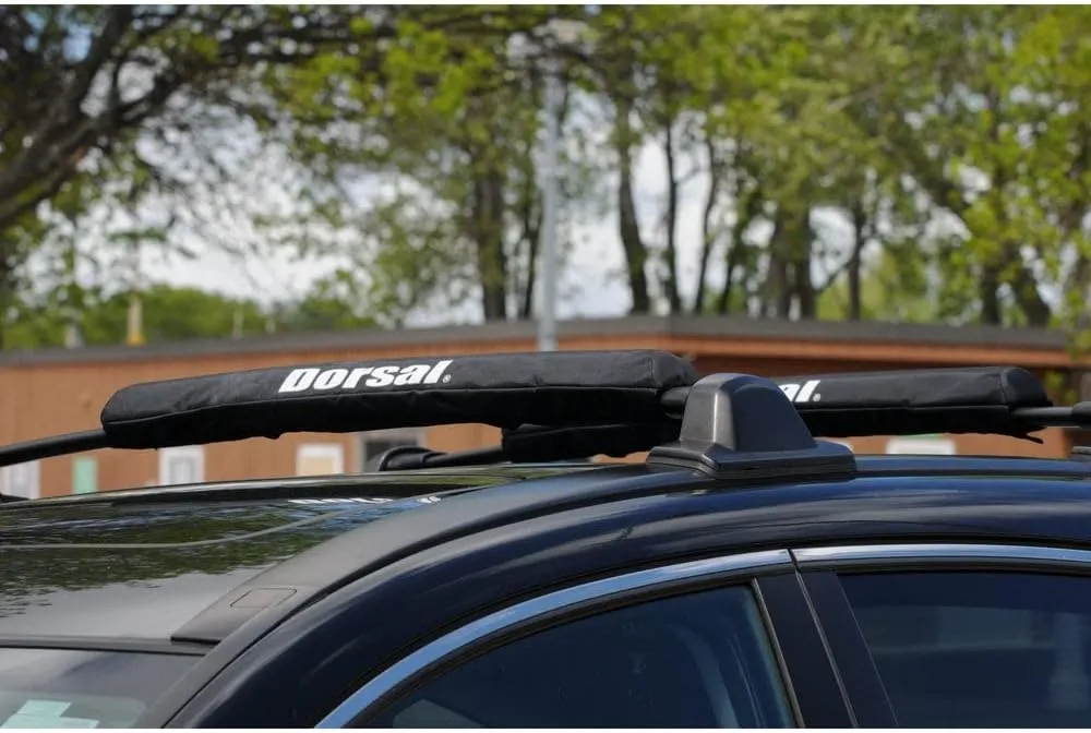 DORSAL Aero Roof Rack Pads for Crossbars - Set of 2 for Surfboards Kayaks SUP Snowboards Paddleboard and Canoe Polyester 20" Inch Thule Yakima Style (Wide) Black