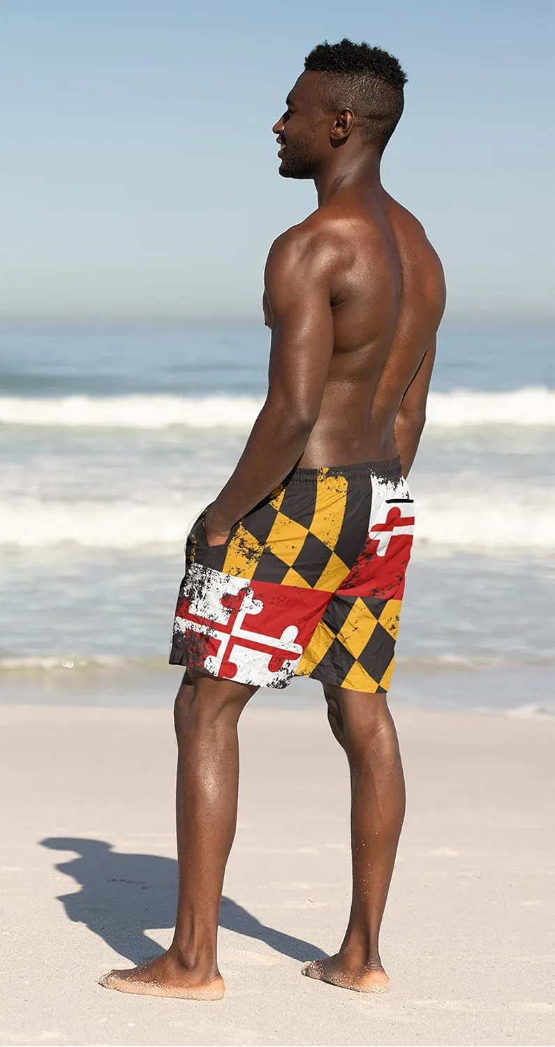 feelacle Mens Swim Trunks 9 Inch Inseam Board Shorts Beach Swimwear Bathing Suit with Compression Liner and Pockets