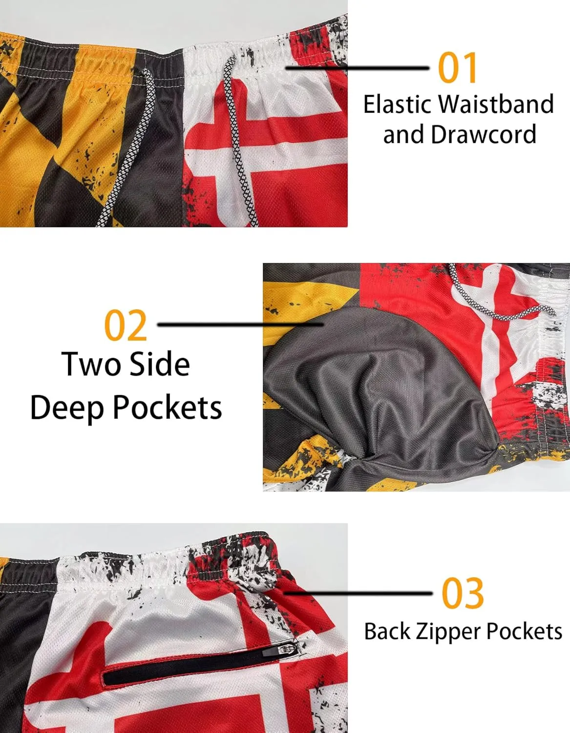 feelacle Mens Swim Trunks 9 Inch Inseam Board Shorts Beach Swimwear Bathing Suit with Compression Liner and Pockets