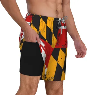 feelacle Mens Swim Trunks 9 Inch Inseam Board Shorts Beach Swimwear Bathing Suit with Compression Liner and Pockets