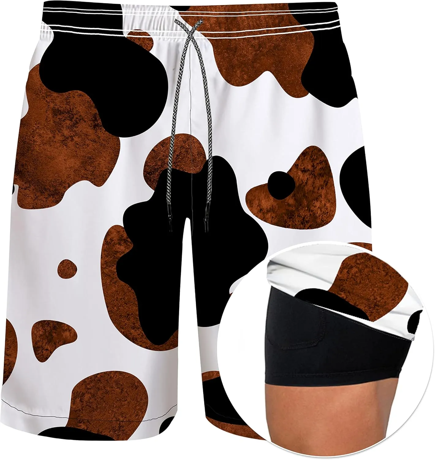 feelacle Mens Swim Trunks 9 Inch Inseam Board Shorts Beach Swimwear Bathing Suit with Compression Liner and Pockets