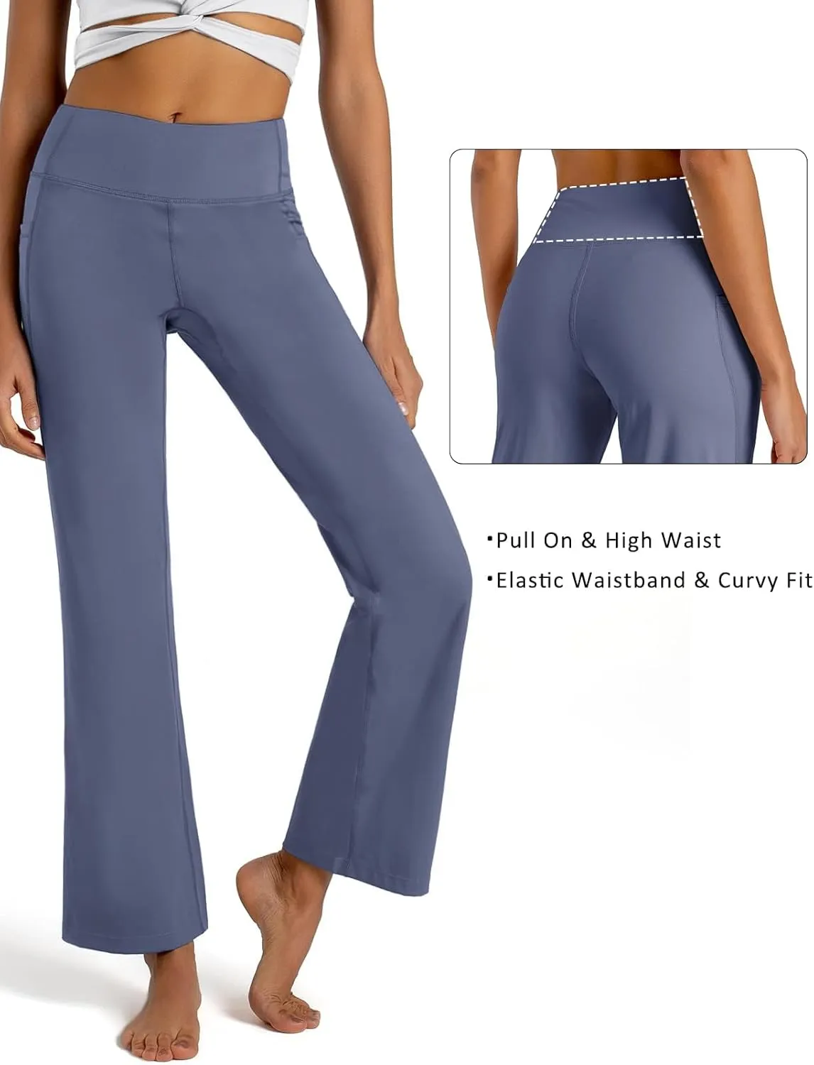 FIRST WAY Buttery Soft Women's Bootcut Yoga Pants Capris with 3 Pockets Lounge Floral Printing