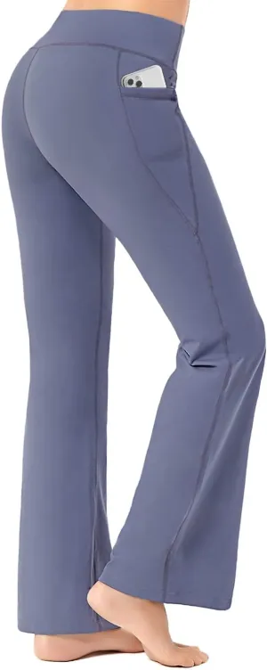 FIRST WAY Buttery Soft Women's Bootcut Yoga Pants Capris with 3 Pockets Lounge Floral Printing