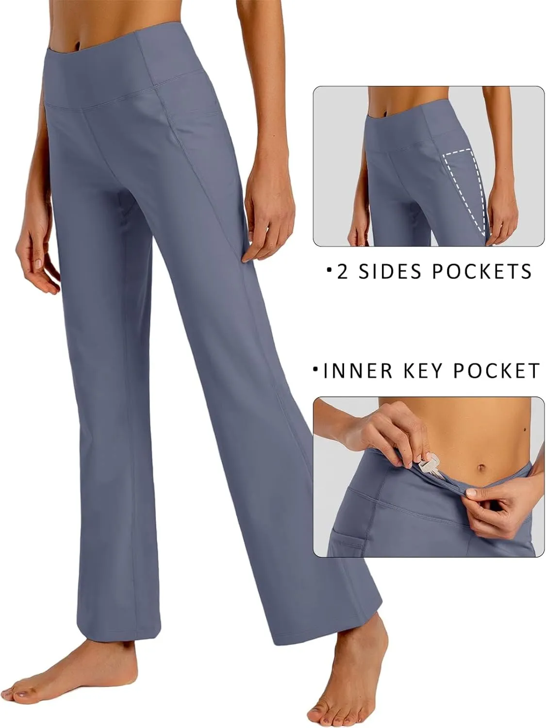 FIRST WAY Buttery Soft Women's Bootcut Yoga Pants Capris with 3 Pockets Lounge Floral Printing