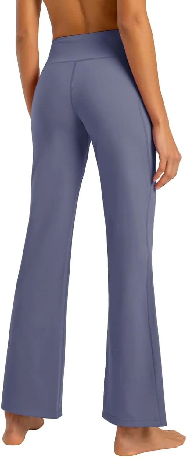 FIRST WAY Buttery Soft Women's Bootcut Yoga Pants Capris with 3 Pockets Lounge Floral Printing