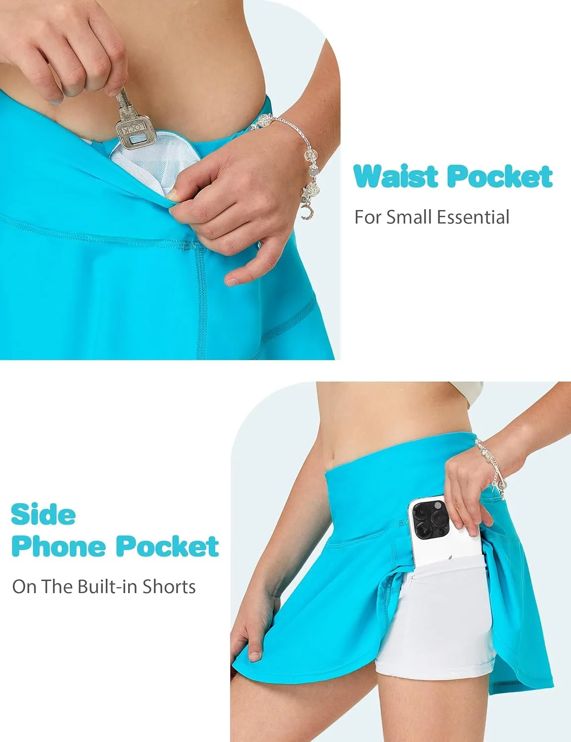 FitsT4 Sports Girls Swim Skirts with Pocket UPF 50  Swimming Bottom Kids Bathing Skort for Surfing Beach Volleyball