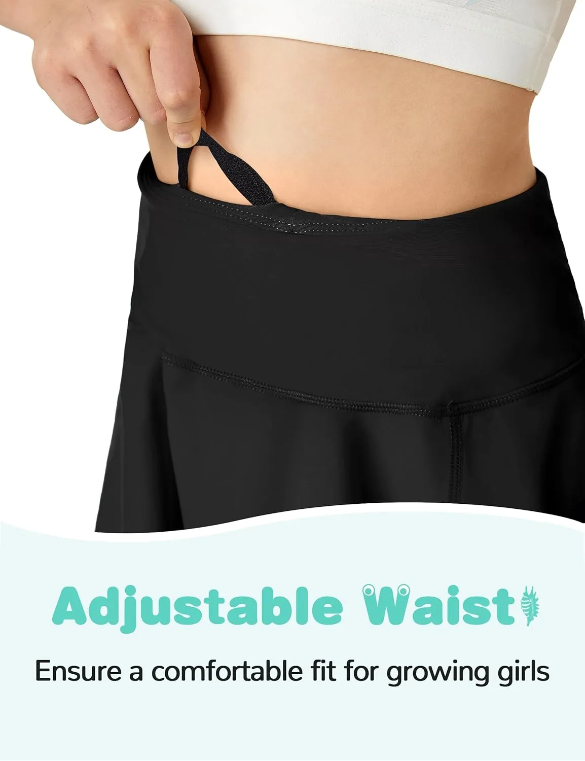 FitsT4 Sports Girls Swim Skirts with Pocket UPF 50  Swimming Bottom Kids Bathing Skort for Surfing Beach Volleyball