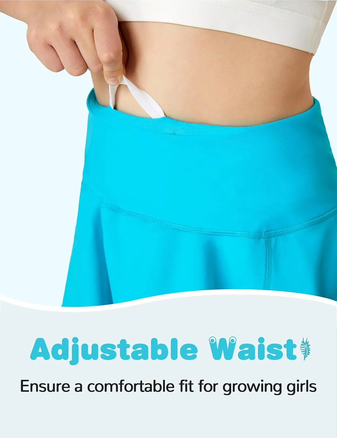 FitsT4 Sports Girls Swim Skirts with Pocket UPF 50  Swimming Bottom Kids Bathing Skort for Surfing Beach Volleyball