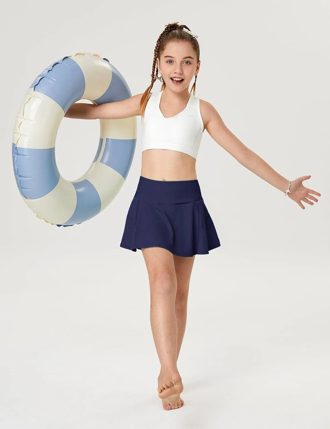 FitsT4 Sports Girls Swim Skirts with Pocket UPF 50  Swimming Bottom Kids Bathing Skort for Surfing Beach Volleyball