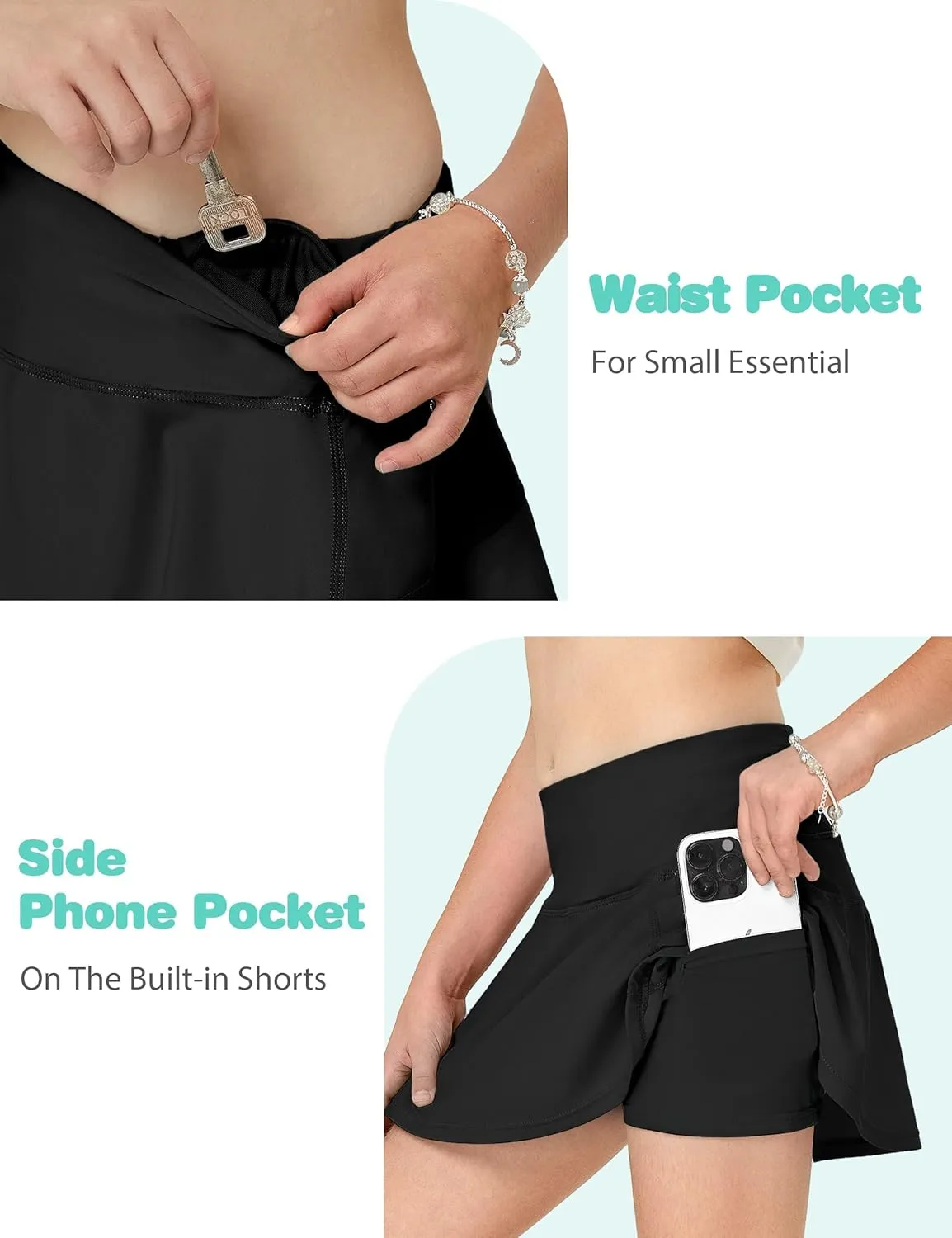 FitsT4 Sports Girls Swim Skirts with Pocket UPF 50  Swimming Bottom Kids Bathing Skort for Surfing Beach Volleyball