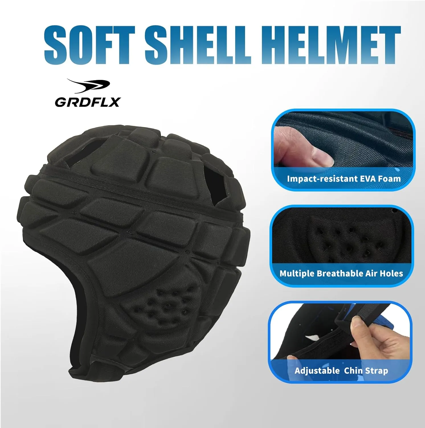 Flag Football Helmet 7v7 Soft Shell Rugby Helmet Padded Football Headguard for Youth Kids Adults