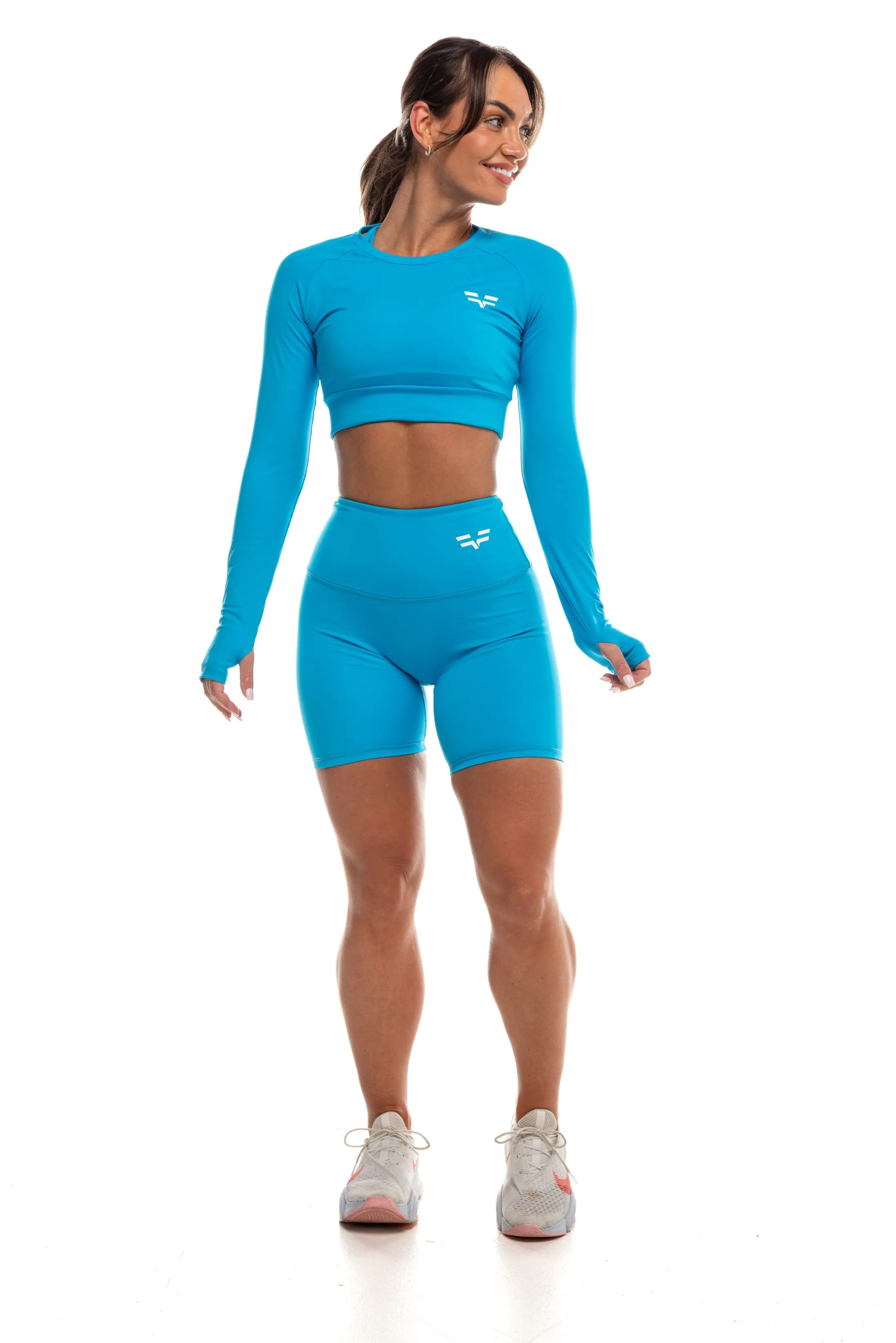 GymFreak Women's Vision Shorts - 6 inch Baby Blue