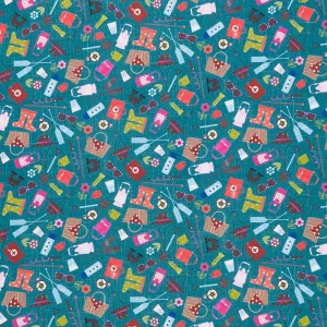 Happy Camper - Camping Life Teal Yardage