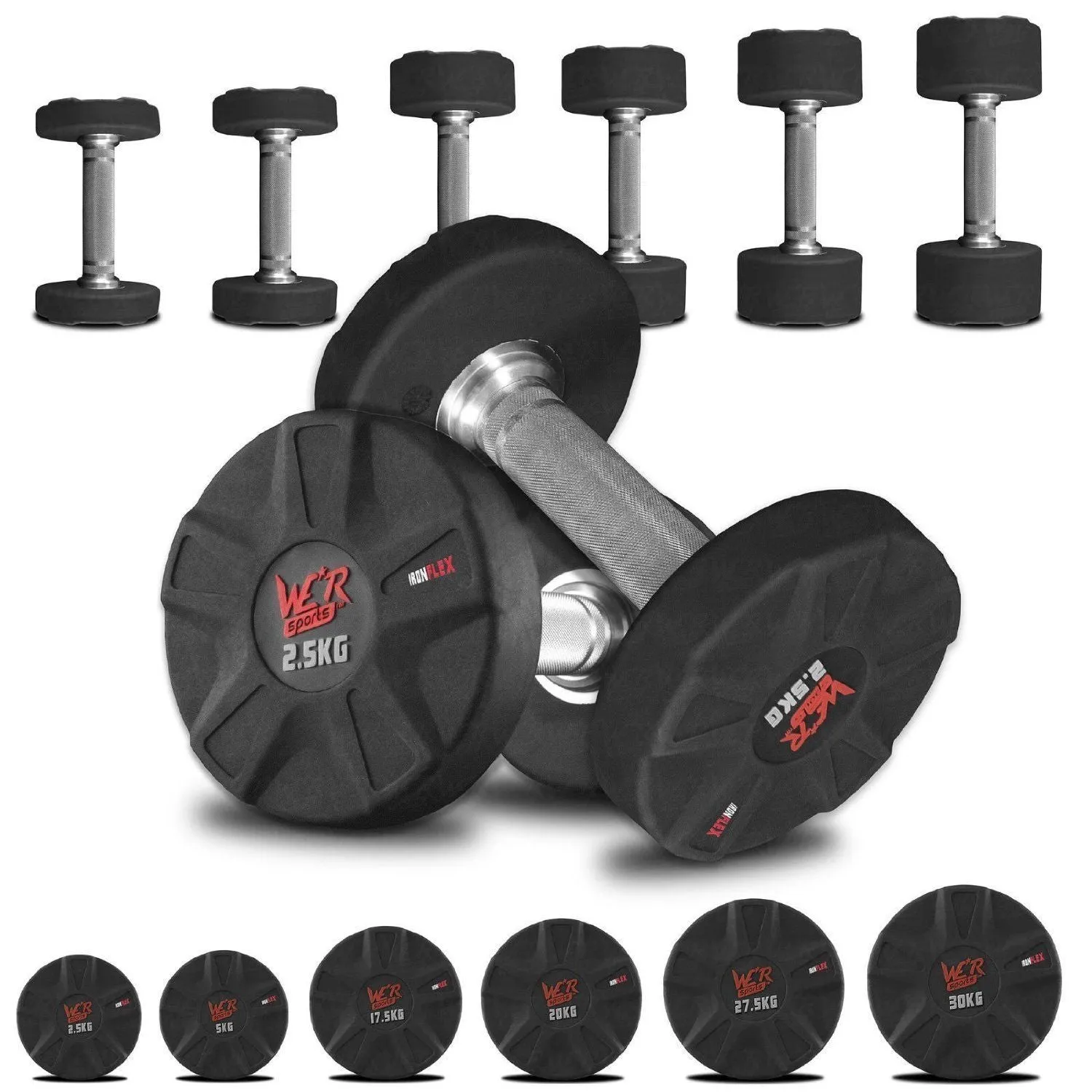 IronFlex Rubber Encased Single Dumbbells