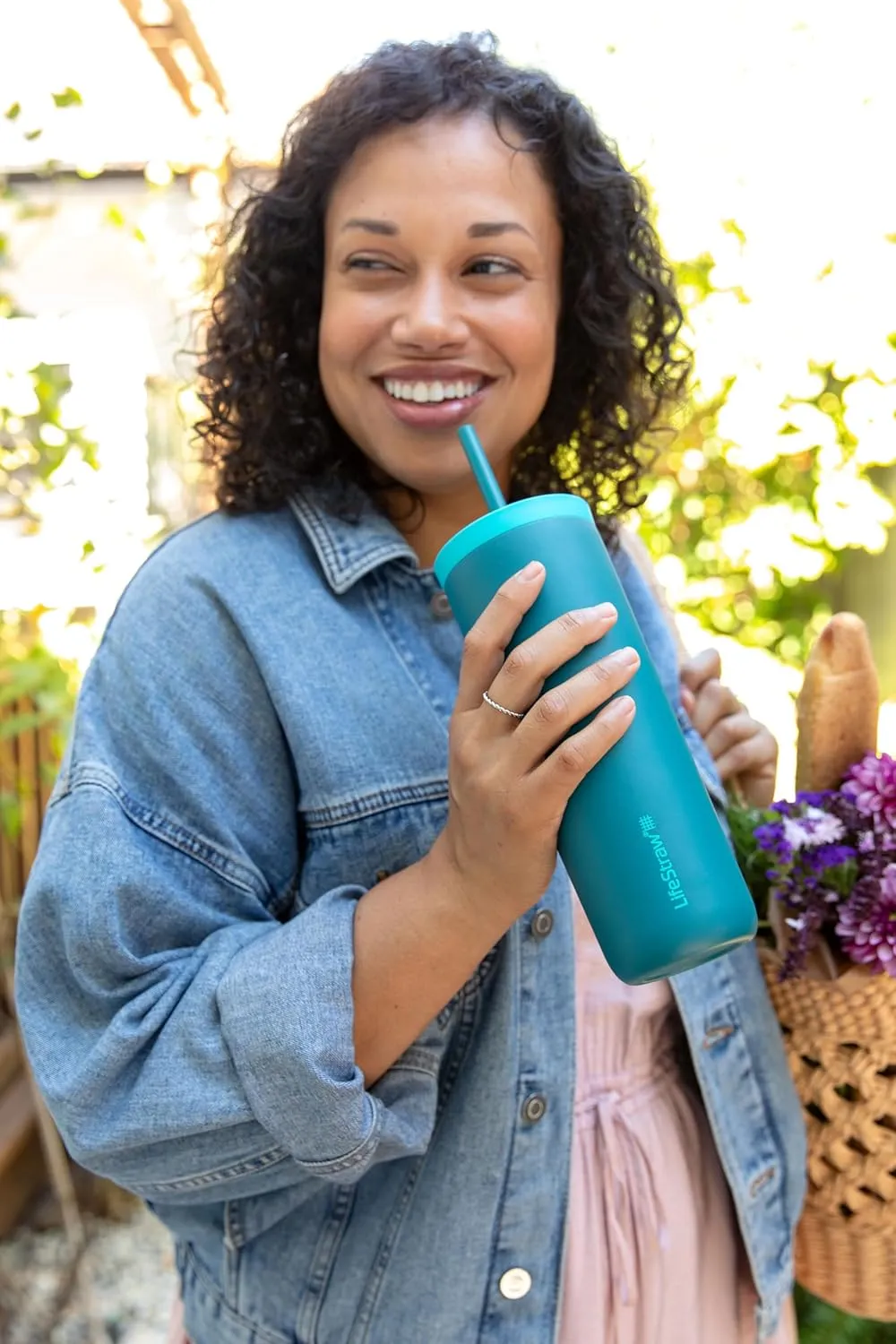 LifeStraw Go Series Tumbler  Double Wall Insulated Stainless Steel Water Filter, Icelandic Blue, Designed for Everyday Use, Removes Bacteria, Parasites, Microplastics, and Improves Taste